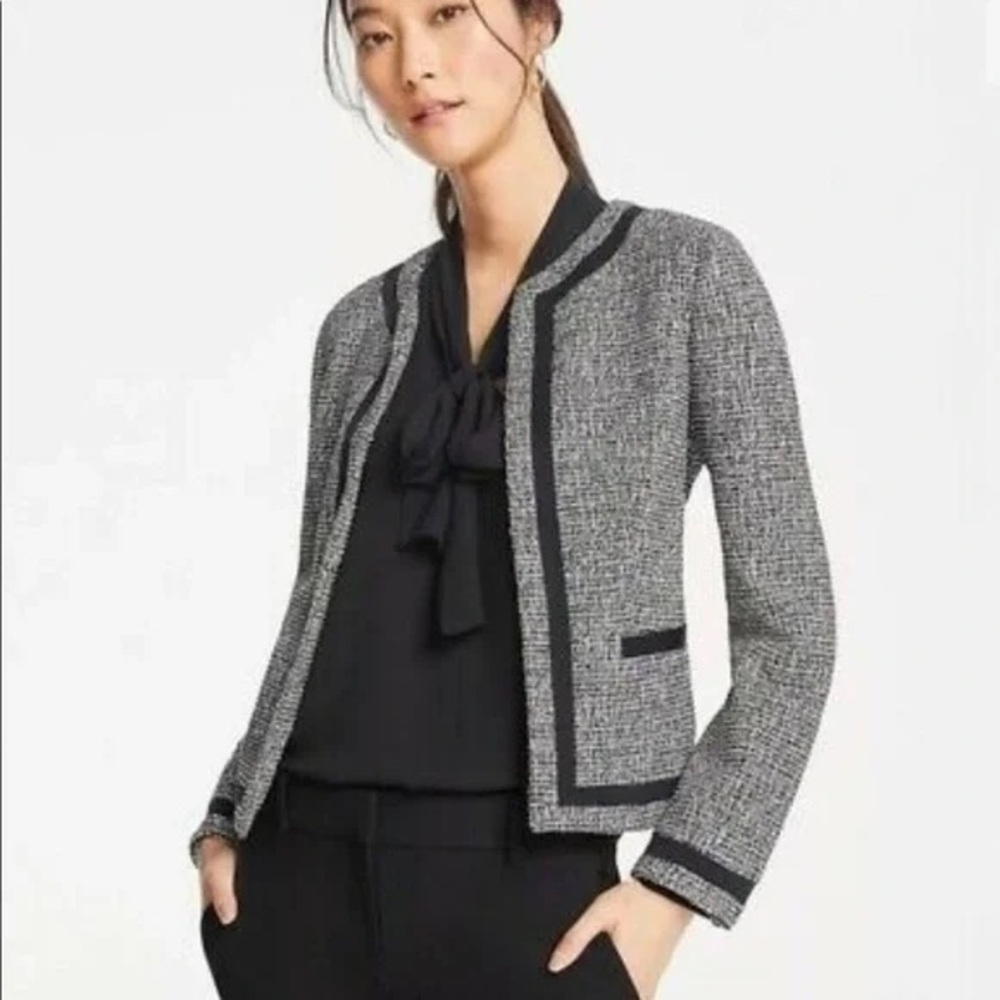 NWT Ann Taylor Black Trim Tweed Blazer